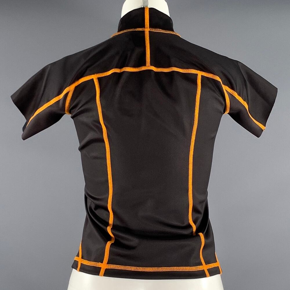 MIISTA Size S Black Orange Nylon Blend Contrast Stitch Casual Top - Picture 3 of 6